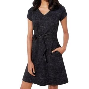 LOFT Shimmer Tweed Tie Waist Dress